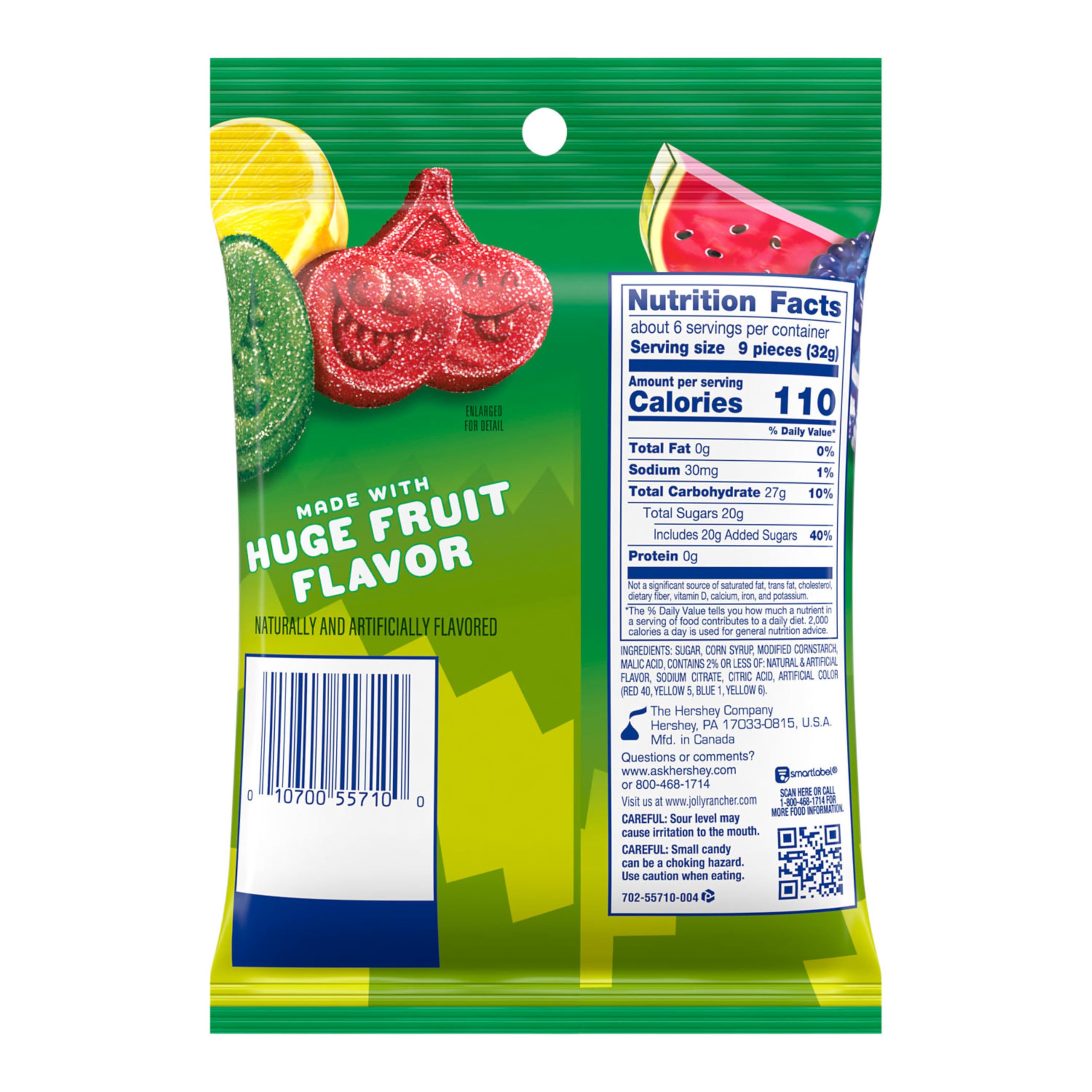 JOLLY RANCHER Sour Gummies Assorted Fruit Flavored Candy - 6.5 oz Bag | Sweet & Tangy Treat for Parties, Halloween, Movie Nights & Office Snacks