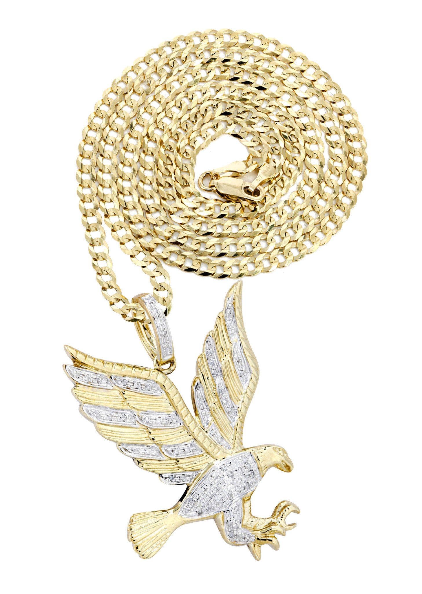 10K Yellow Gold Eagle Diamond Necklace | 0.27 Carats | Elegant Jewelry Gift for Women | Perfect for Anniversaries, Birthdays & Special Occasions