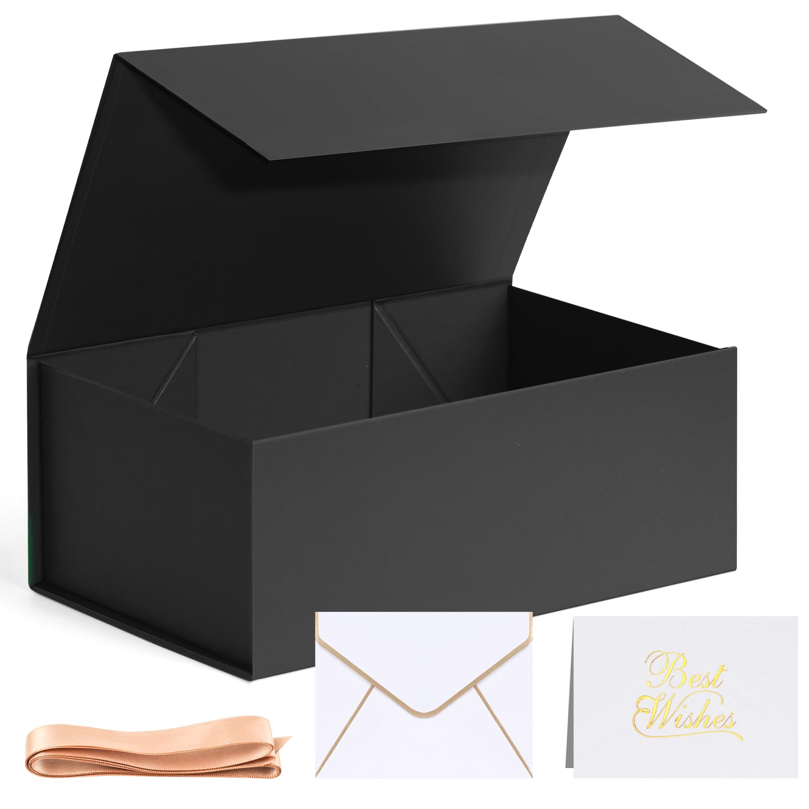 VGOODALL Black Gift Box with Ribbon - Wedding Birthday Gifts for Baby & Groomsmen