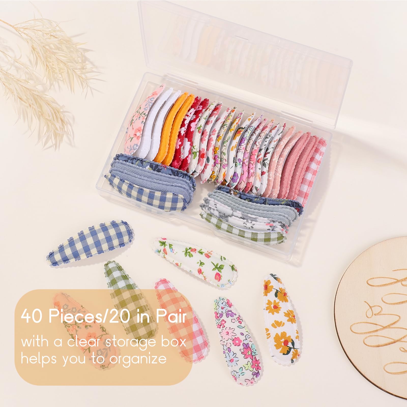 Choicbaby 40 Pcs Floral Hair Clips for Toddler Girls - Non-Slip Snap Barrettes for Kids (2.2 Inch) - Perfect for School, Parties & Daily Hair Accessories