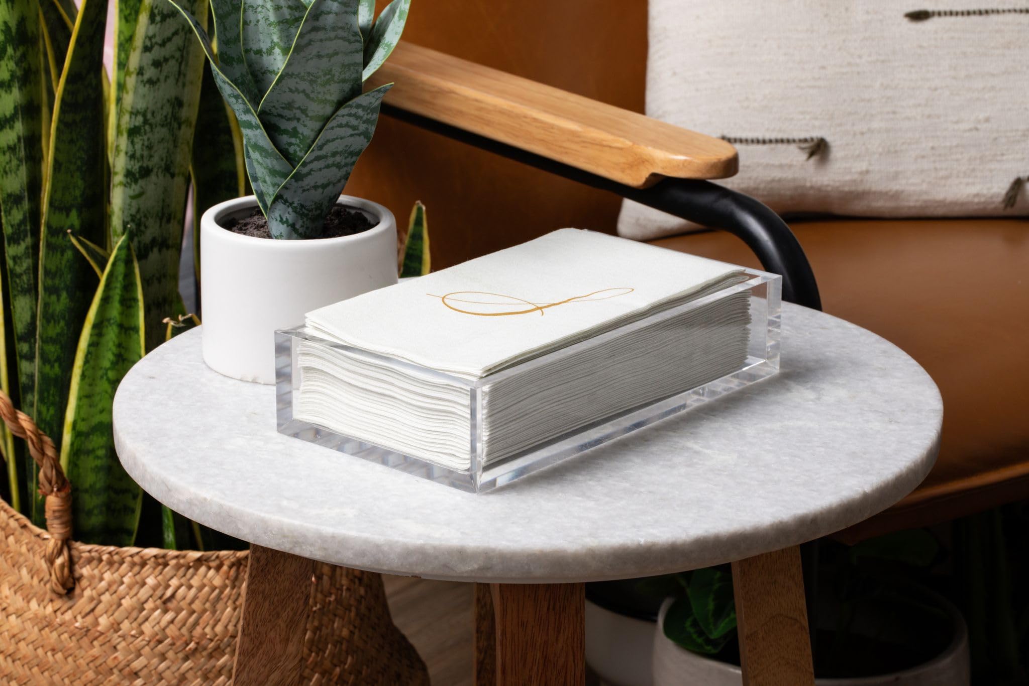 REBECCA LUXURIOUS Acrylic Napkin Holder & Vanity Tray - 9