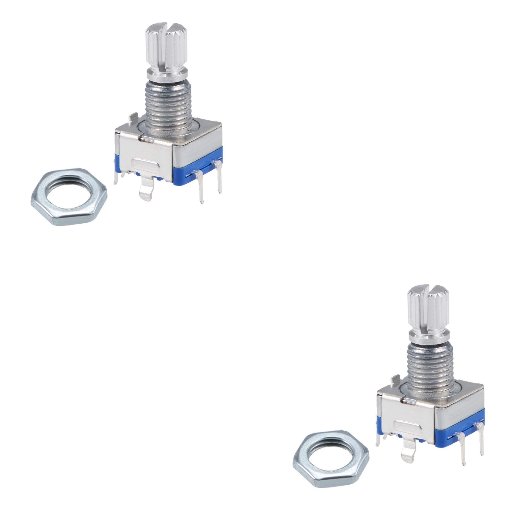 (2 Pack) FlyRobo 15mm EC11 Rotary Encoder with Switch - Digital Potentiometer for DIY Electronics, Robotics & Audio Equipment Control
