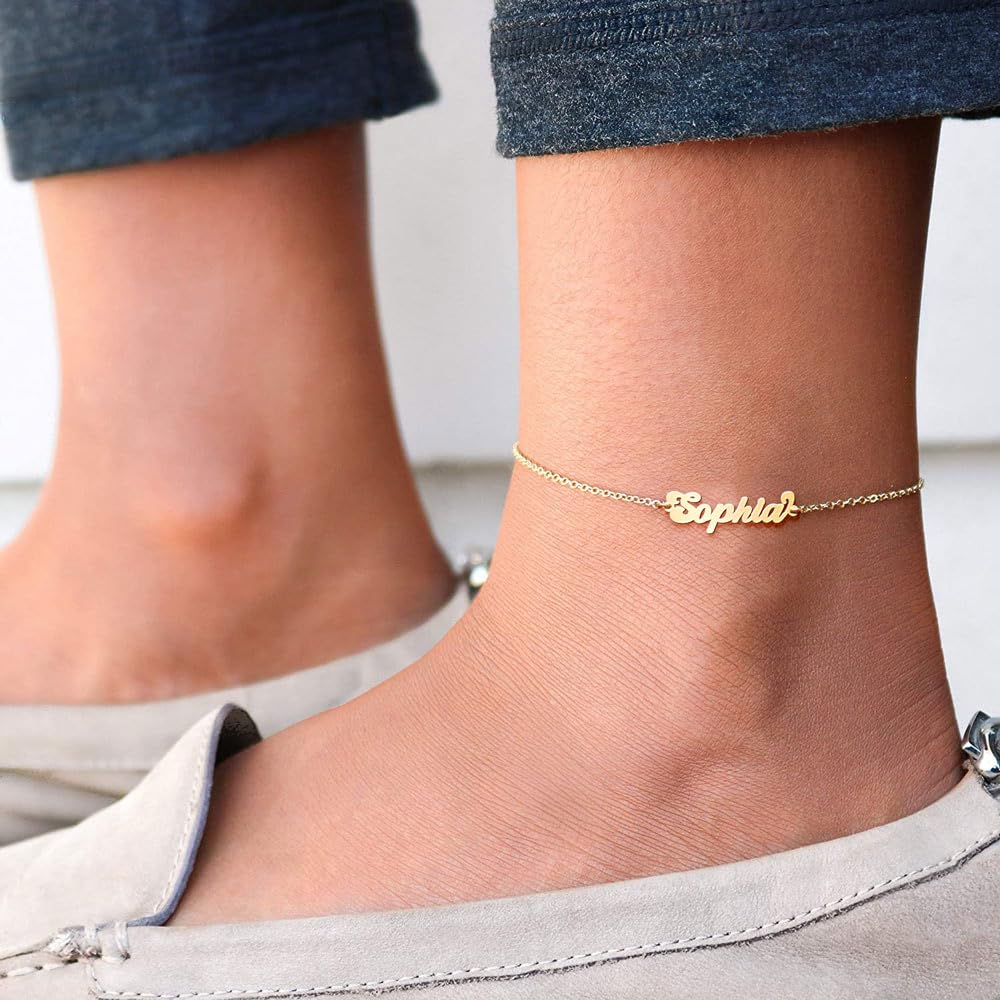 Personalized Name Anklet - Custom Silver & Gold Ankle Bracelet with Any Name | PicturesOnGold Exclusive | Perfect for Gifts, Weddings & Beach Fashion
