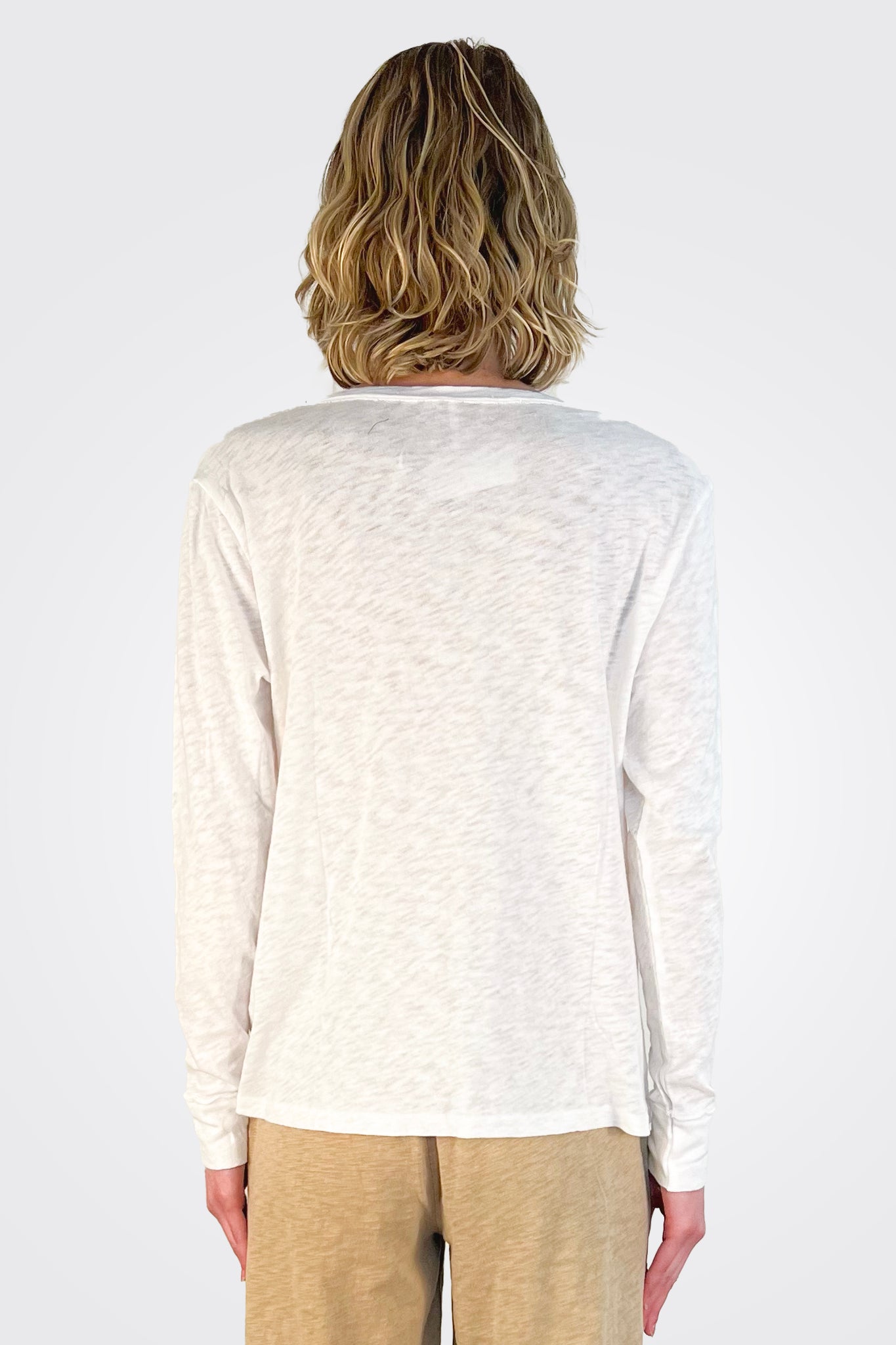 Billie Boyfriend Long Sleeve T-Shirt for Women | Soft Cotton Oversized Tee in White Sand | Casual Comfort Wear for Everyday, Lounge & Layering