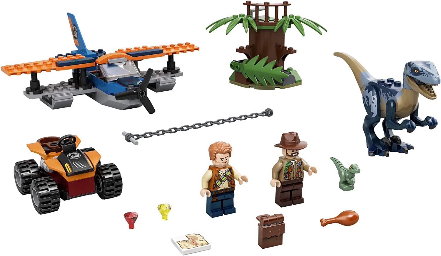 LEGO Jurassic World Velociraptor Biplane Rescue Mission 75942 Building Kit - Dinosaur Toy Set for Kids with Minifigures - Creative Play & Collector's Item for Jurassic Park Fans