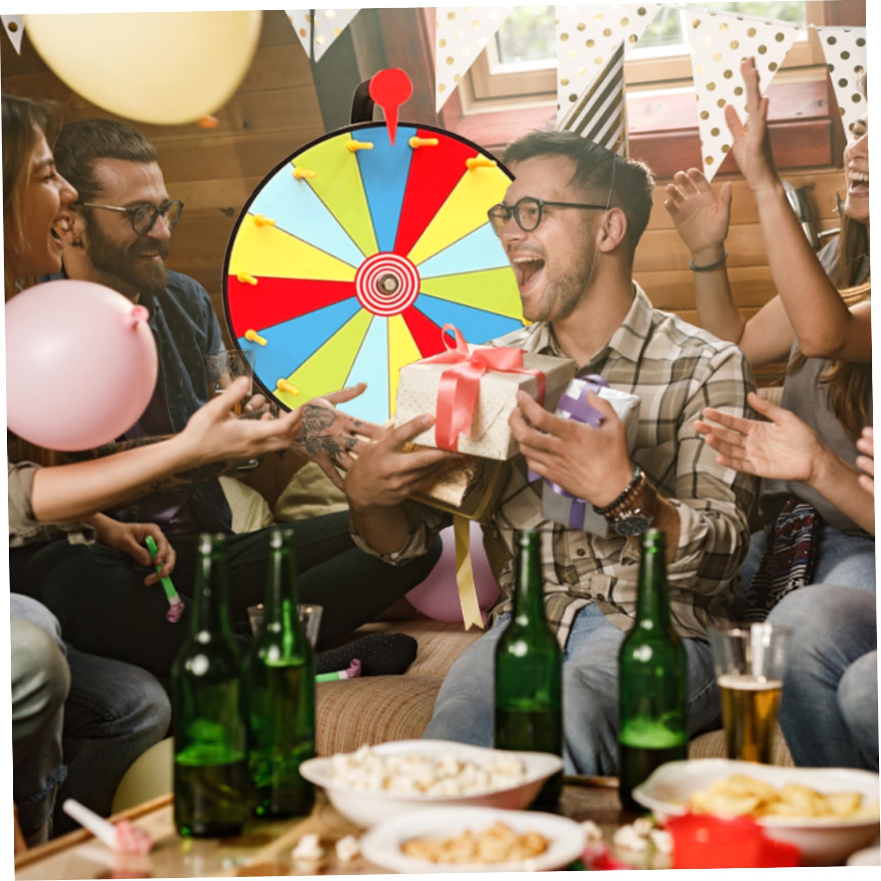11.81 Inch Spinning Wheel Game - 10 Slot Roulette Wheel with Dry Erase Surface, 5 Reusable Colors, Suction Cup Base - Perfect for Carnival Prizes, Fortune Wheel Games & Classroom Activities
