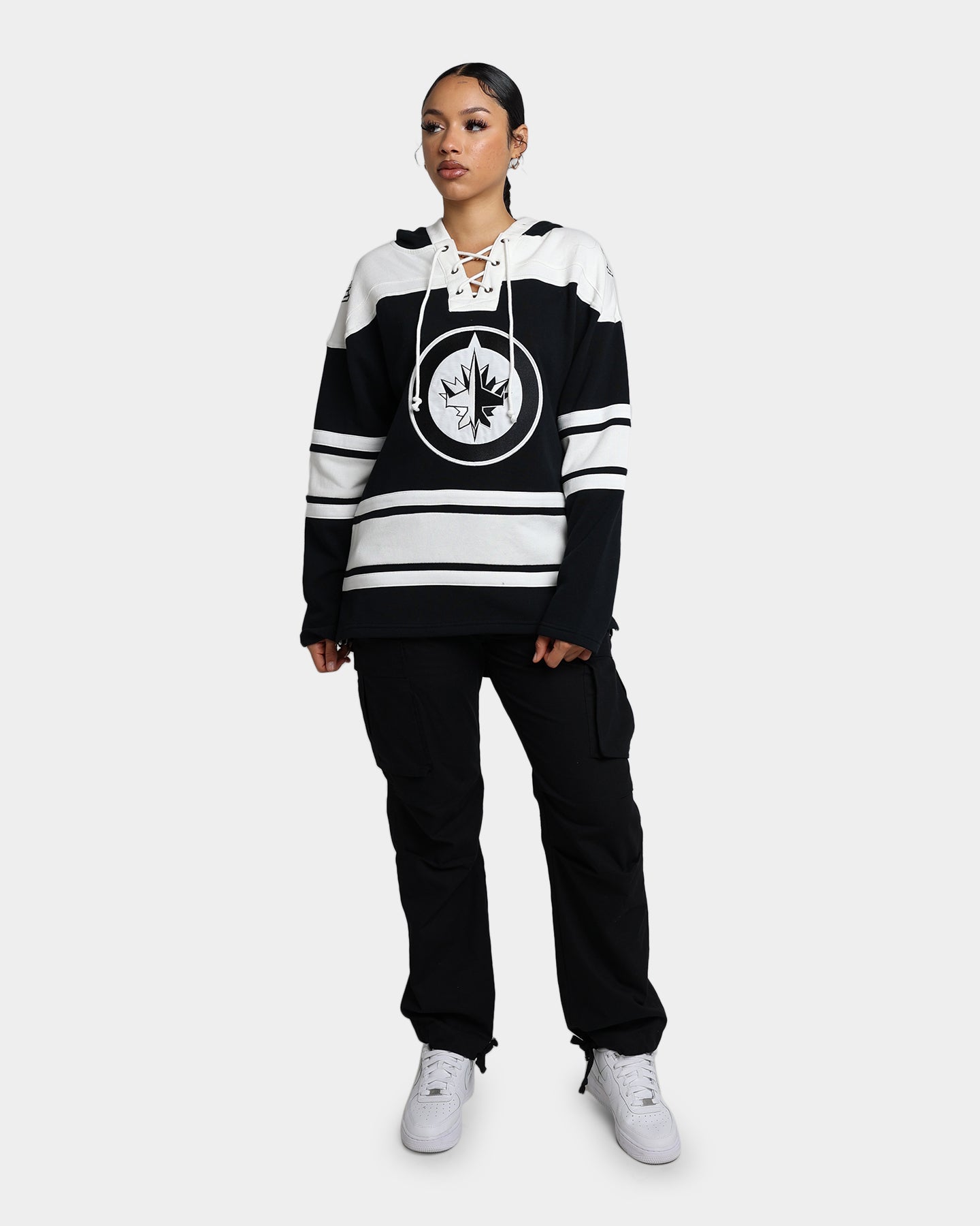47 Brand Winnipeg Jets Superior Lacer Hoodie - Men's NHL Hockey Pullover Sweatshirt (Jet Black) - Perfect for Game Day, Casual Wear & Sports Fan Apparel