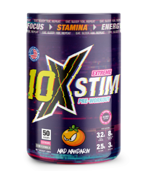 10X Athletic STIM 600g - Premium Pre-Workout Powder for Energy & Focus - Ideal for Gym, Running & Fitness Training