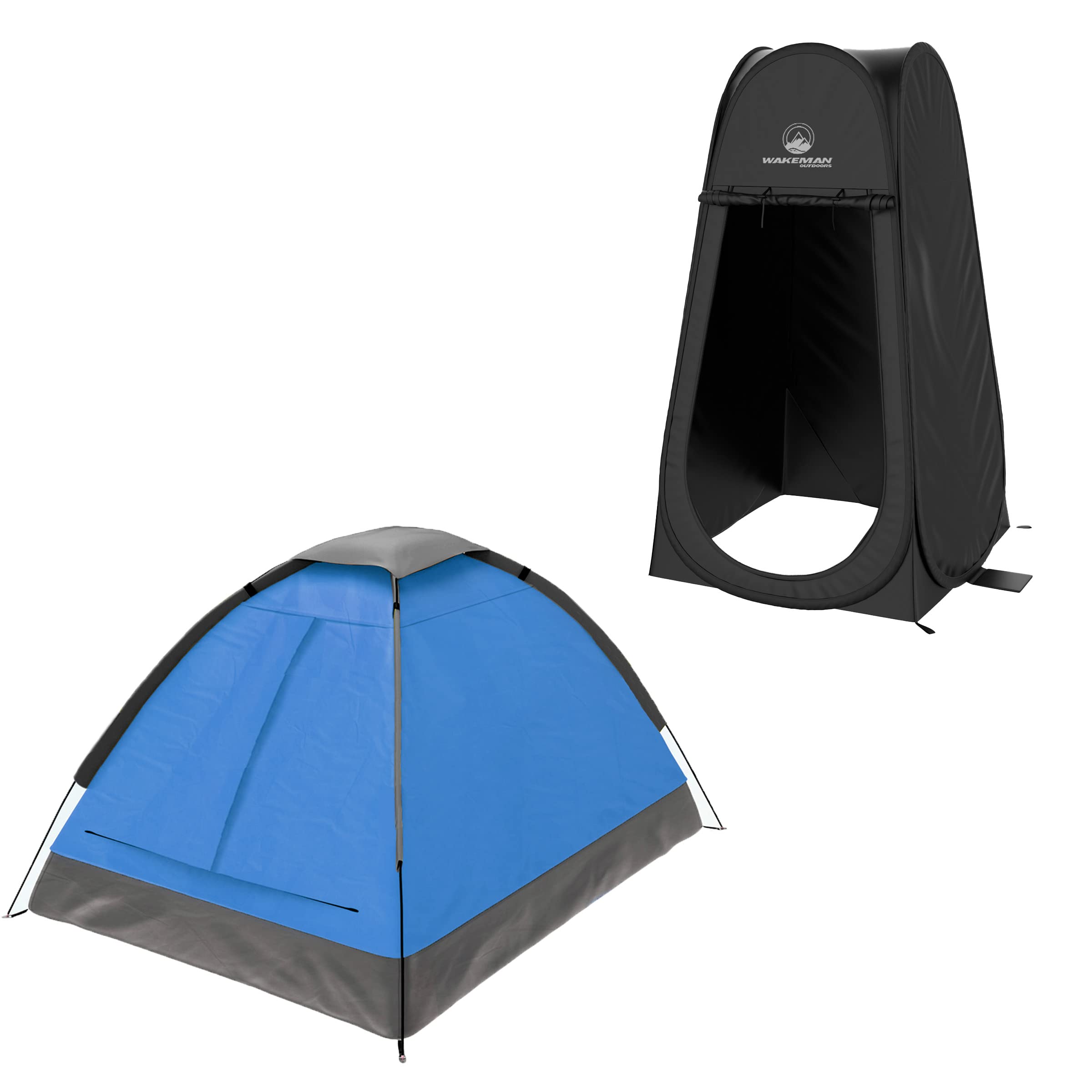 Wakeman 2-Person Camping Tent with Removable Rain Fly & Carry Bag - Lightweight Pop-Up Privacy Tent for Outdoor, Hiking, Beach - Portable Dressing Room & Shower Shelter - Waterproof Camping Gear by Wakeman