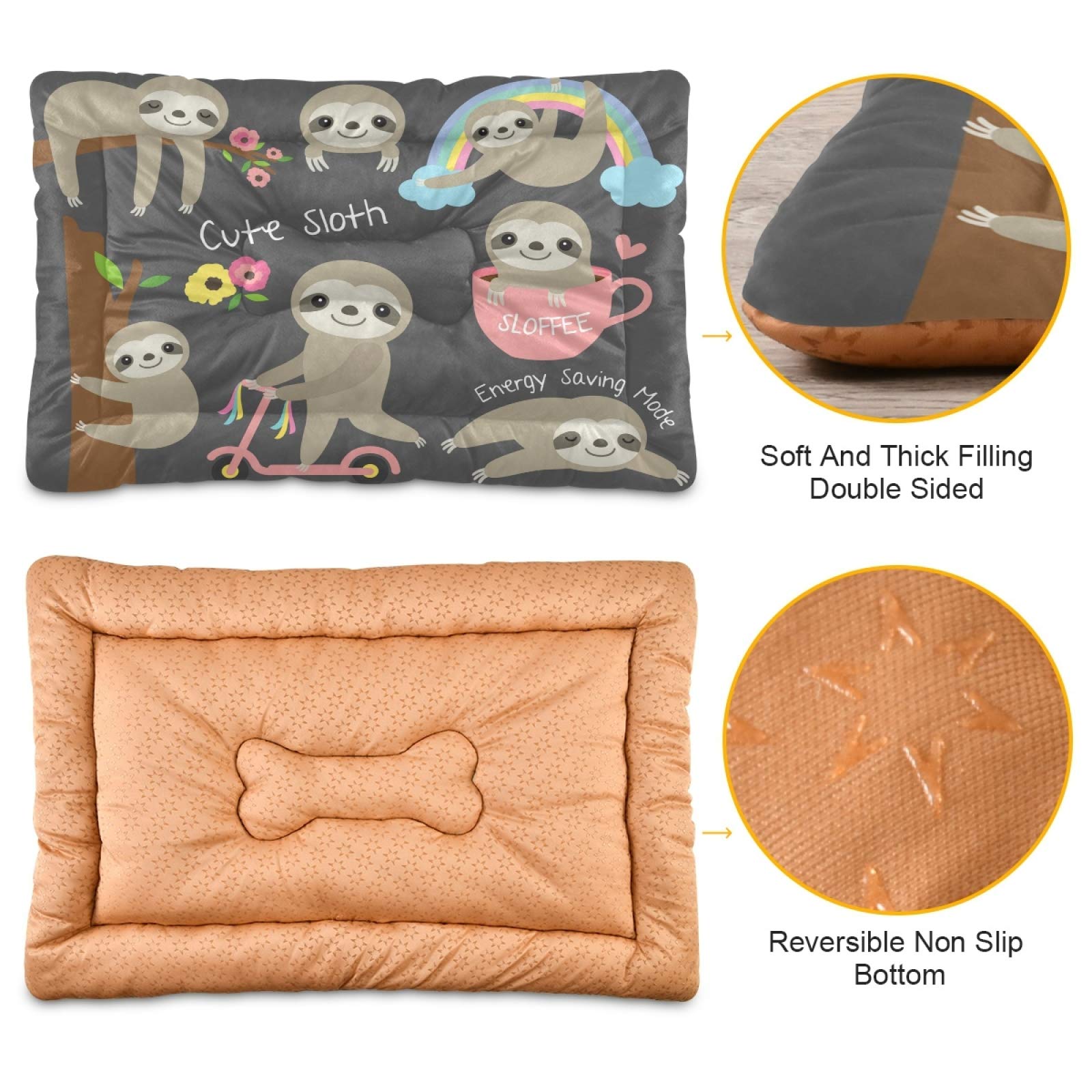 Soft Sloth Dog Bed for Small & Medium Dogs - Ultra Comfortable Rectangle Pet Bed with Calming Design, 24x18 Inch - Perfect for Puppies, Cats & Pets in Living Room or Bedroom