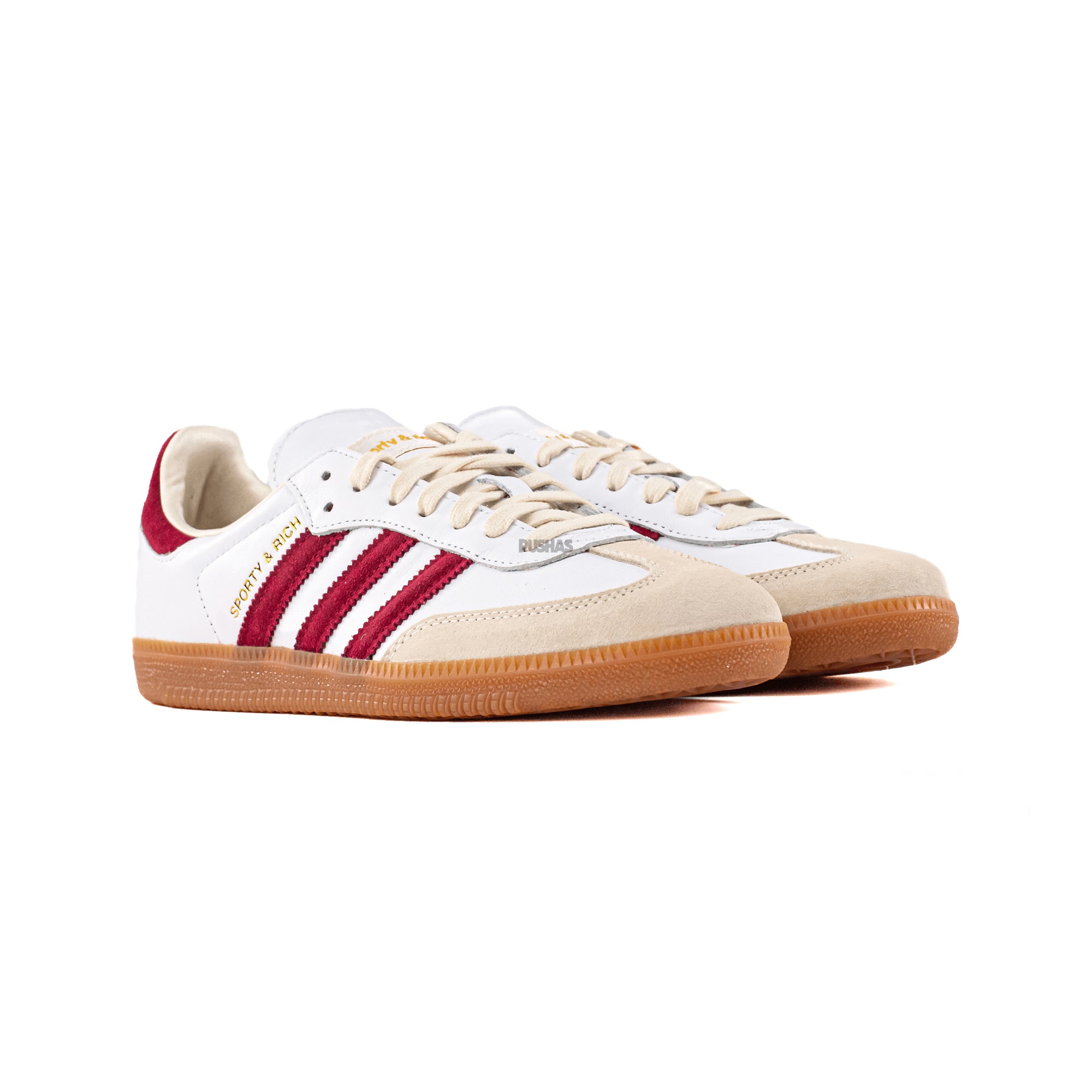 Adidas Samba 'Sporty & Rich' Sneakers in White & Burgundy - Classic 2023 Retro Style for Men & Women - Perfect for Casual Wear, Street Fashion & College Campus Lifestyle