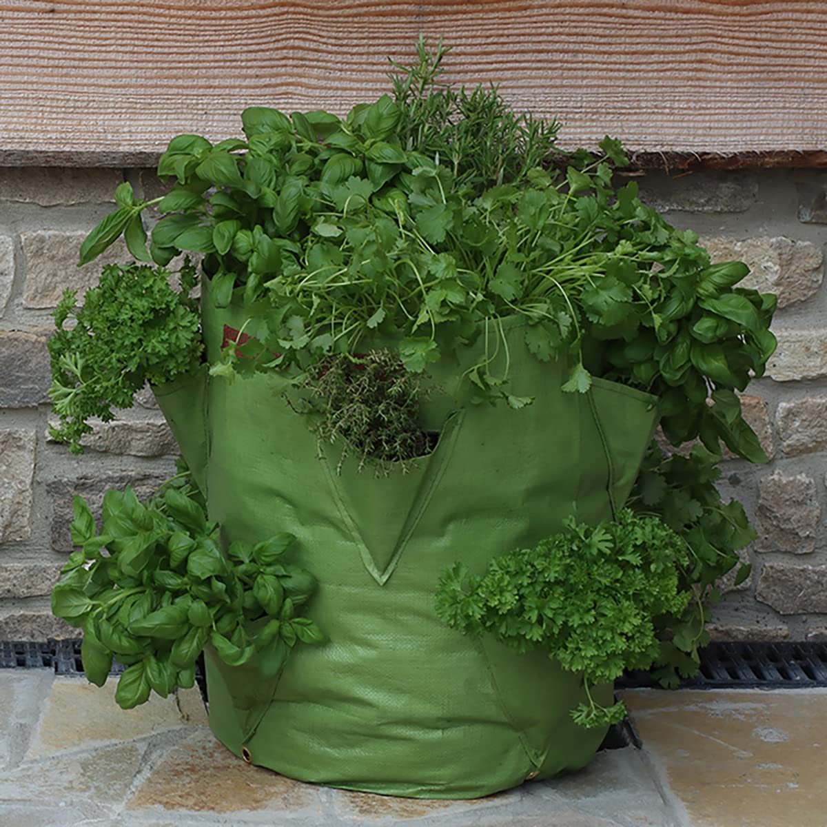 Tierra Garden Haxnicks 14 Inch Strawberry and Herb Planter Bags 2-Pack - Breathable Grow Bags with Side Pockets for Gardening - Perfect for Patio, Balcony & Small Space Planting