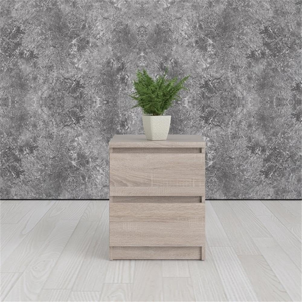Modern 2-Piece Bedroom Set with Spacious Handle-Free Drawers - Truffle Wood Nightstand Set for Contemporary Home Decor | Perfect for Small Spaces, Guest Rooms & Minimalist Bedrooms