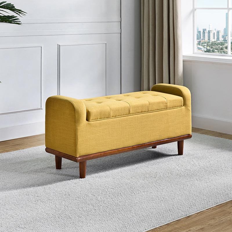 Clover Upholstered Flip Top Storage Bench - Stylish Ottoman with Hidden Storage for Living Room, Bedroom & Entryway - Perfect for Home Organization & Extra Seating