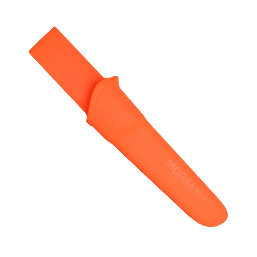 Morakniv Companion Heavy Duty Outdoor Knife - Carbon Steel Fixed Blade Survival & Hunting Knife with Sheath (High Visibility Orange) - Perfect for Camping, Bushcraft & Wilderness Adventures