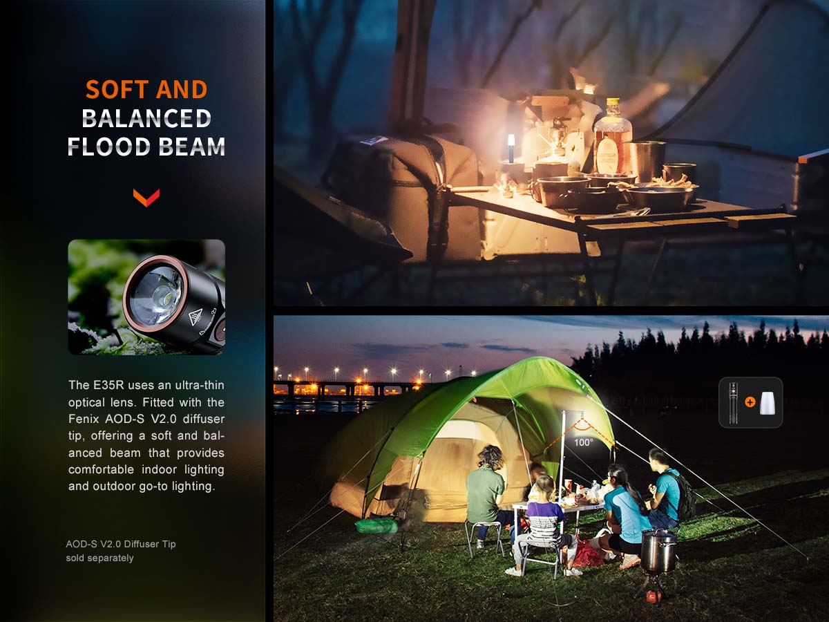 Fenix E35R Rechargeable LED Flashlight with Custom Engraving - High Lumens Tactical Light for Camping, Hiking & Emergency Preparedness