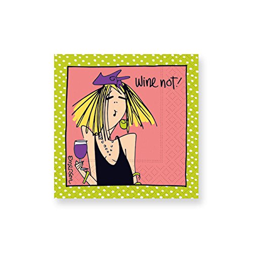 Wine Not Cocktail Napkins - Colorful Paper Drink Napkins for Parties, Weddings & Bar Use - Set of 50 Premium Cocktail Napkins for Wine Tasting, Happy Hour & Entertaining