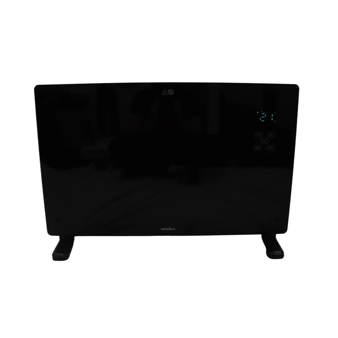 Smart WiFi-Enabled Black Glass Panel Heater - Wall Mount or Freestanding with Wheels for Home & Office Use | Perfect for Bedroom, Living Room & Basement Heating