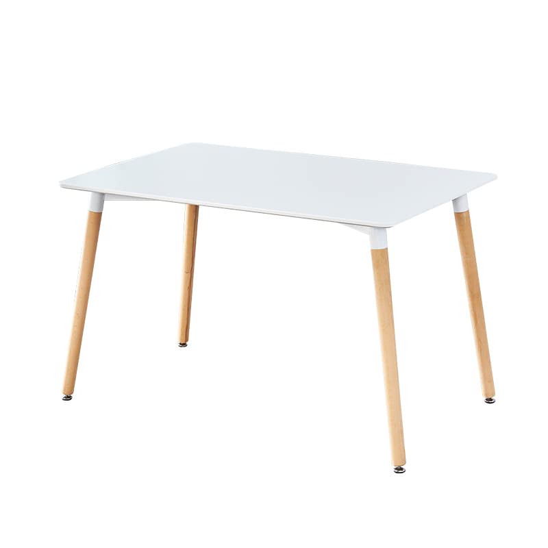 SHAKEN Modern Minimalist White Dining Table for Four, Scratch-Resistant Solid Wood Legs with Leveling Feet, Perfect for Small Kitchens and Compact Dining Spaces