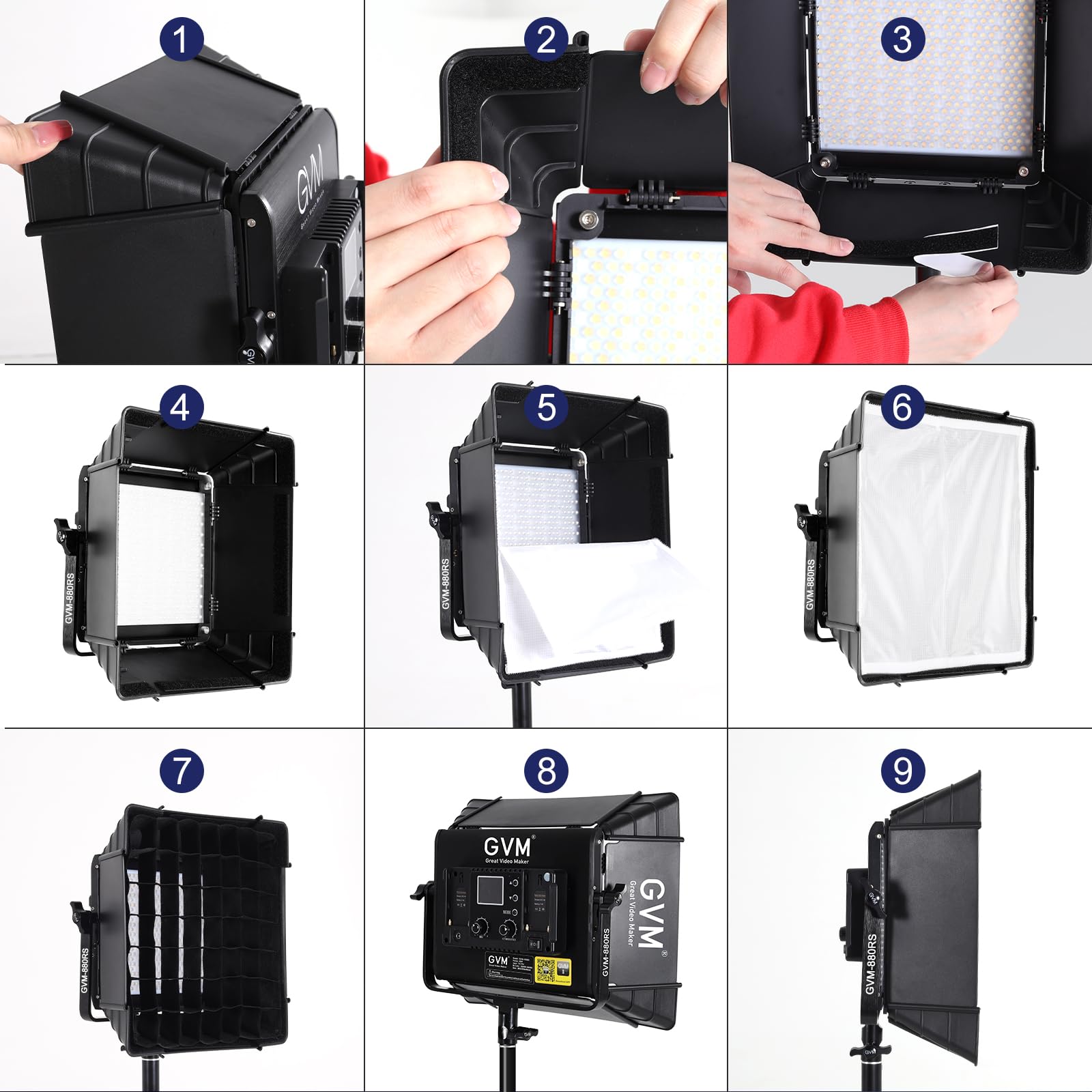 GVM RGB LED Photography Lighting Kit with 3 Softboxes - 880RS 60W Studio Lights with Bluetooth Control, 18 Lighting Scenes for YouTube Videos, Product Photography & Live Streaming - 8330lux/0.5M Brightness