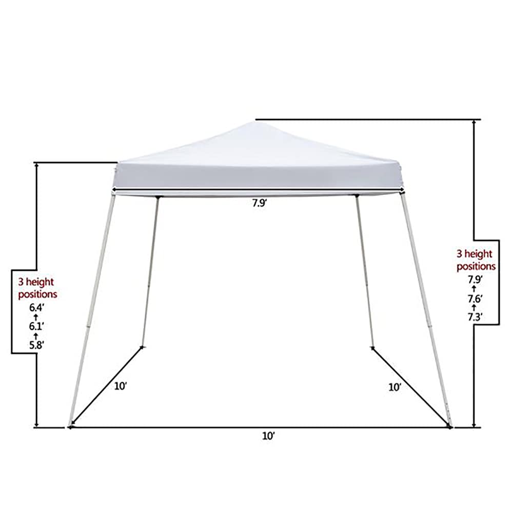 10x10FT Outdoor Pop Up Canopy Tent - Portable Adjustable Height Gazebo with Carry Bag for Patio, Beach, Garden, Camping & Parties | Perfect for Backyard BBQs, Weddings, and Outdoor Events (White)