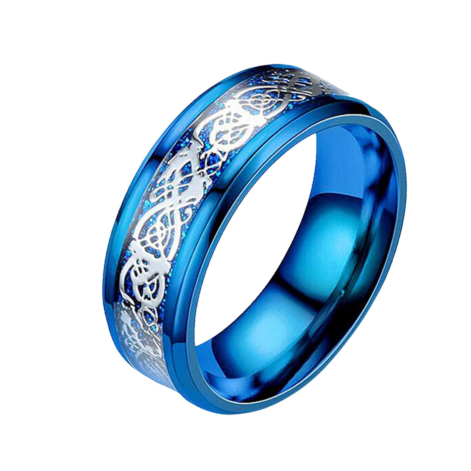 Stainless Steel Dragon Ring - Fashionable Alloy Couple Rings with Unique Pattern Design - Titanium Twig Ring (Size 9) - Perfect for Anniversary Gifts, Valentine's Day & Gothic Jewelry Collection