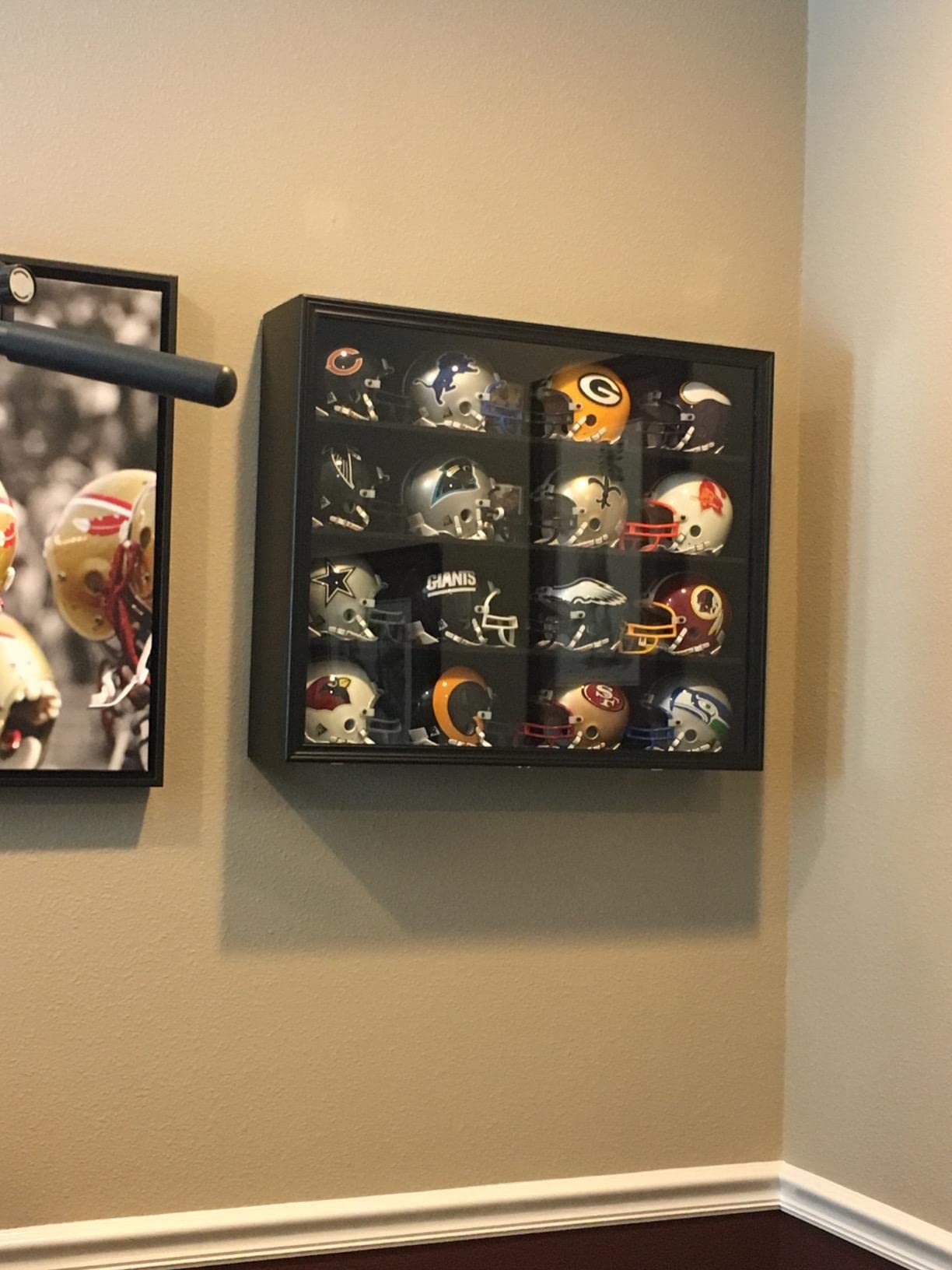 Wall Display Case Cabinet for 1:24-1:18 Scale Diecast Model Cars & 1:2 Scale Football Helmets - Perfect for Collectors, Showcase Hot Wheels, Mini Helmets (Cars/Helmets Not Included) | Ideal for Home Office, Man Cave, or Sports Memorabilia Display