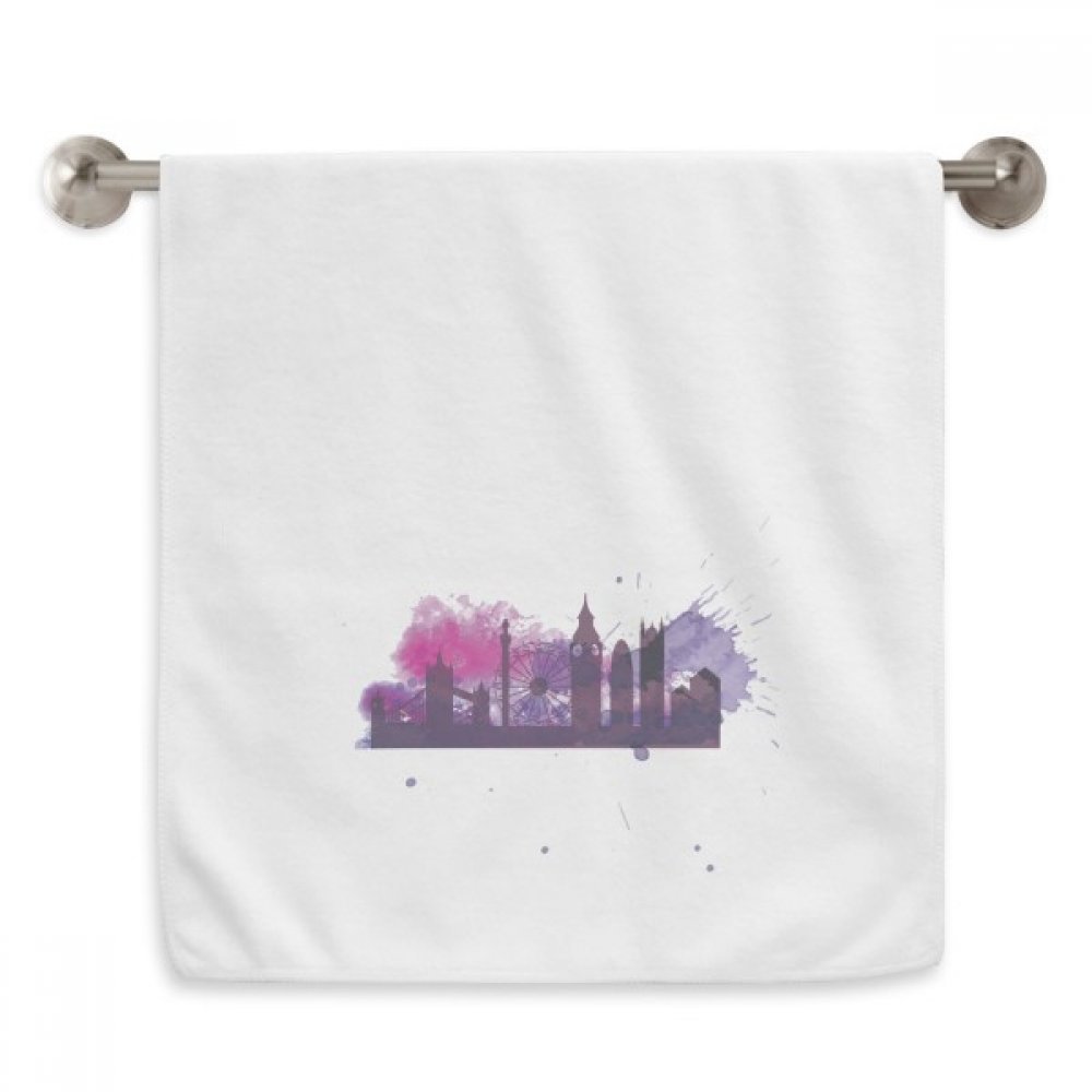 DIYthinker Soft Purple Watercolor London England Design Towels - 13x29 Inch Bath & Hand Towel Set for Spa, Kitchen & Guest Bathroom Decor