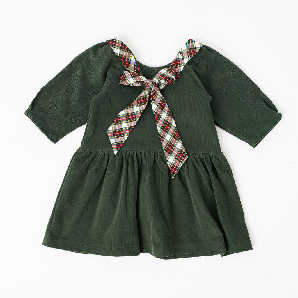 Evergreen Corduroy Party Dress for Women - Elegant Holiday & Celebration Outfit for Christmas, New Year & Special Occasions