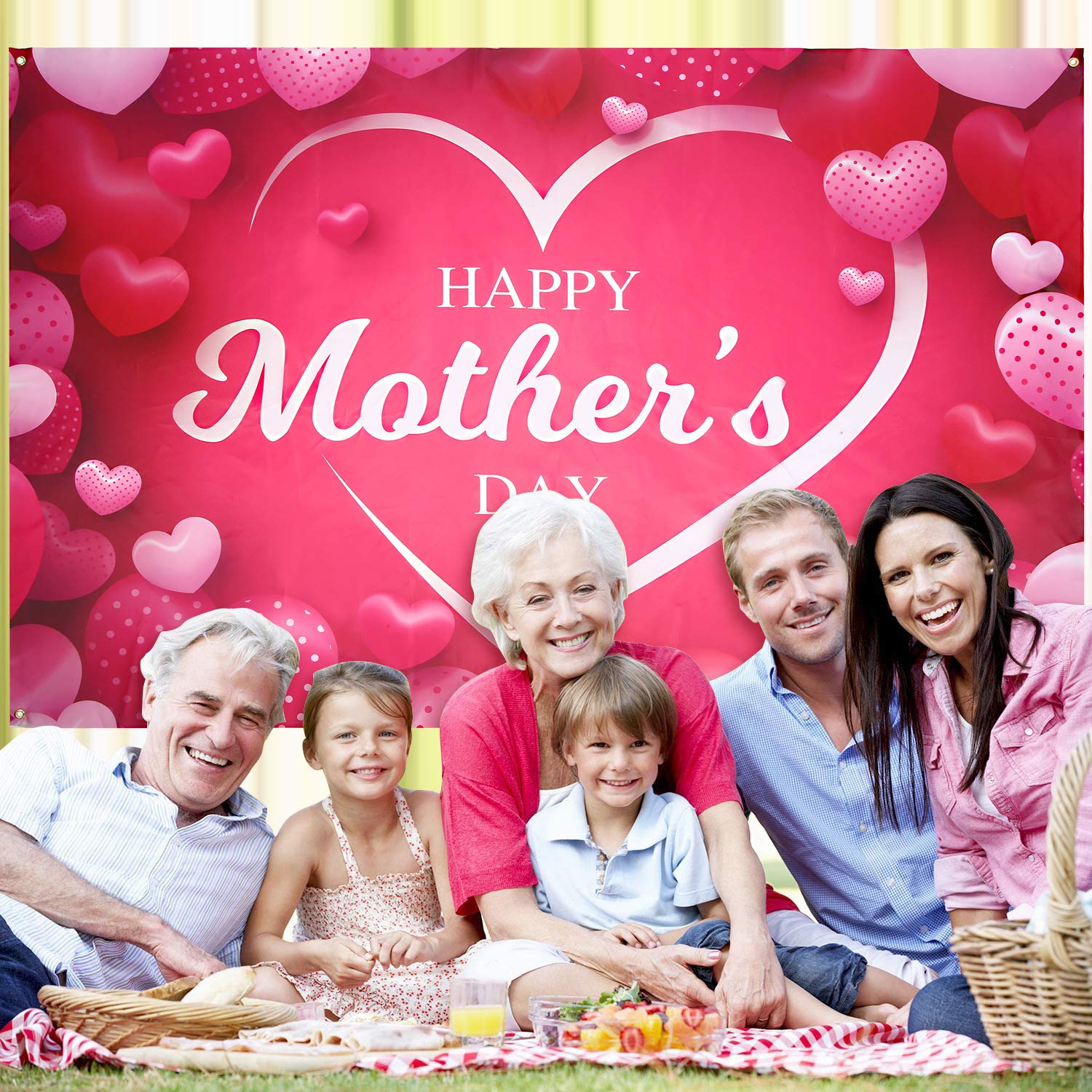 Happy Mother's Day Banner Backdrop - Floral Photography Background for Mother's Day Party Decorations | Perfect for Photo Booths, Baby Showers & Family Celebrations