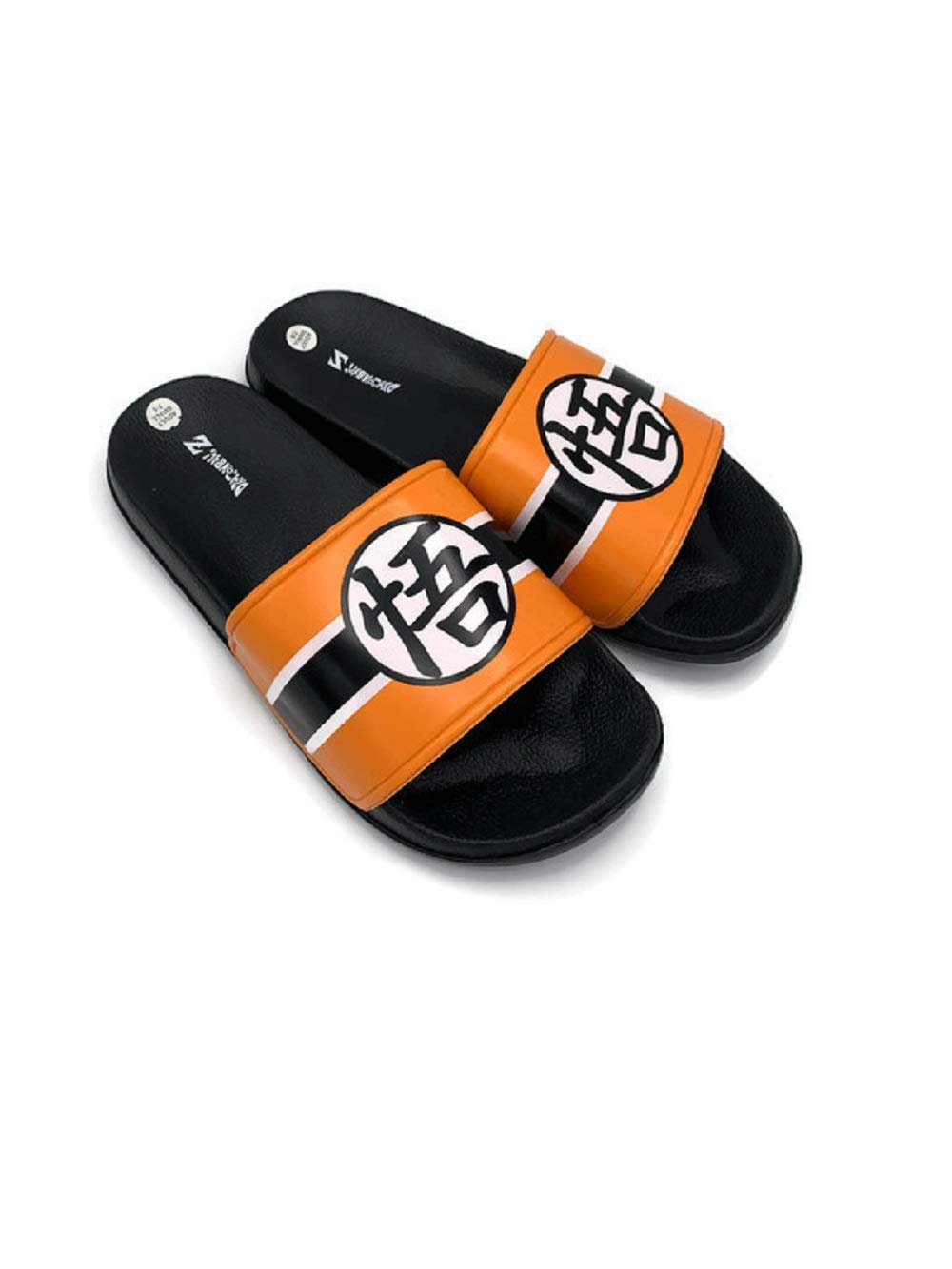 Dragon Ball Z Men's Orange Slippers Size 7/8 - Anime Themed House Shoes for Fans, Comfortable Indoor/Outdoor Slides for Cosplay & Lounge Wear