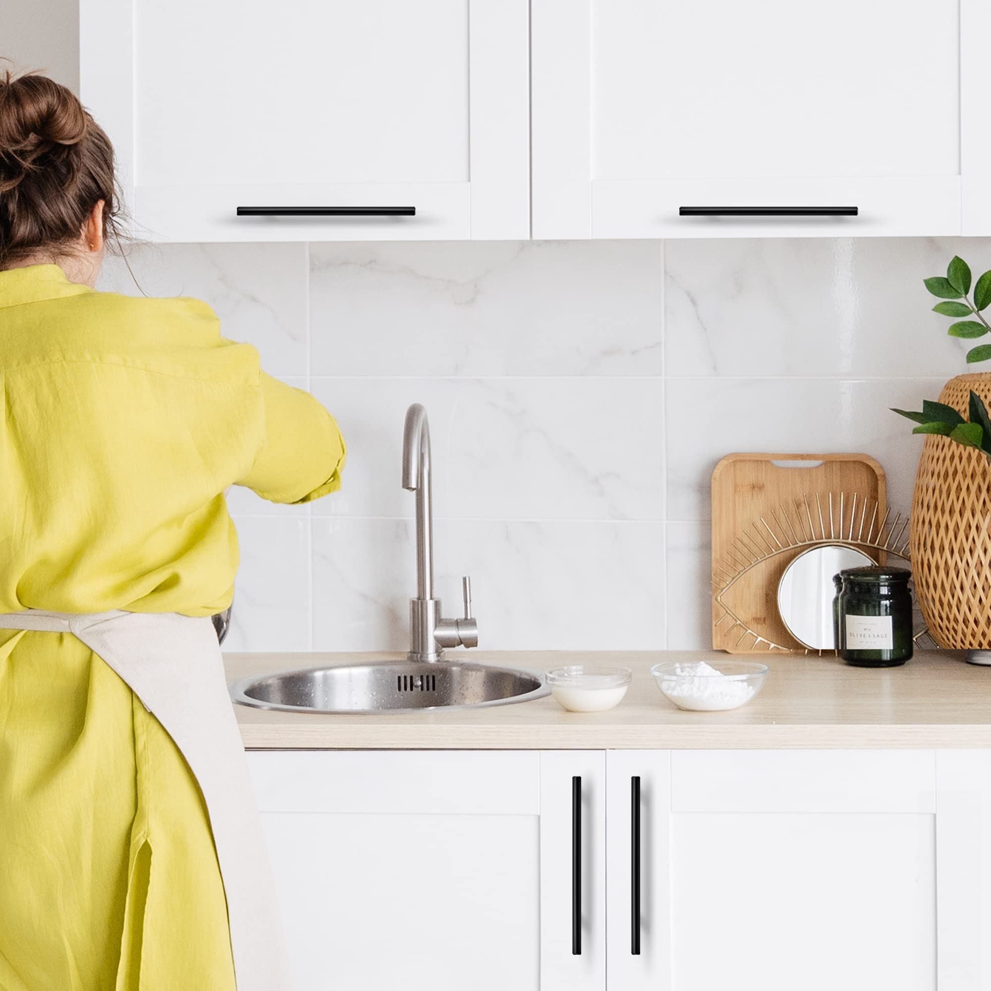 Ravinte Black 10 Pack 8-4/5 Inch Cabinet Pulls - Matte Black Kitchen Cabinet Handles & Modern Drawer Pulls - Durable Black Hardware for Kitchen Cabinets, Dressers & Furniture - Easy Installation for Home Renovation & DIY Projects