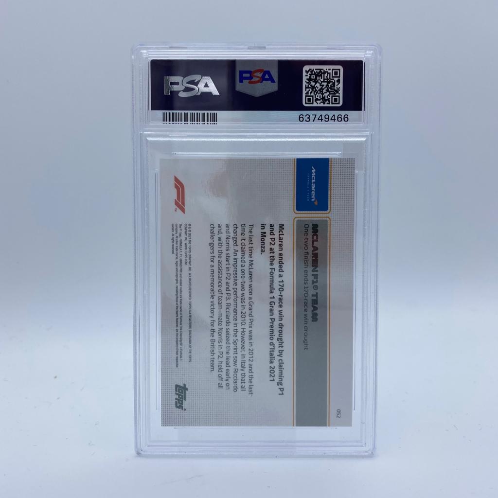 2021 Topps Now #52 Ricciardo & Norris 1-2 Finish PSA 10 Gem Mint - Limited Edition 4/10 - Perfect for F1 Collectors, Racing Fans & Sports Memorabilia Enthusiasts