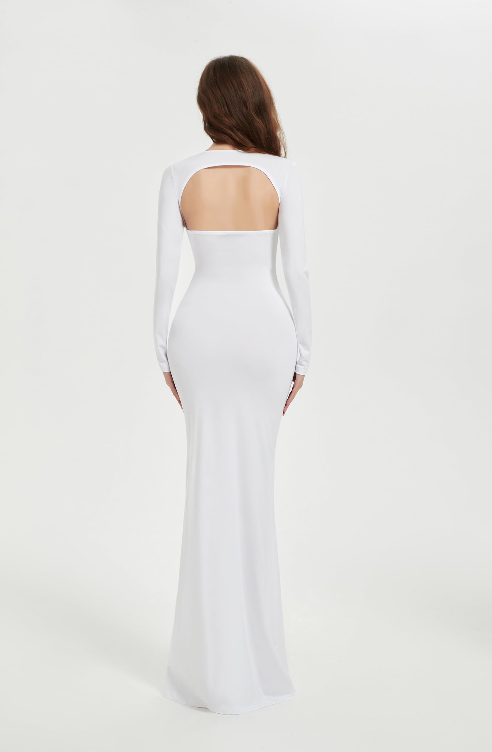 Bhome Sexy Backless Maternity Photoshoot Dress - Long Sleeve Cut-Out Maxi Gown for Pregnancy Photography, Baby Shower & Special Occasions
