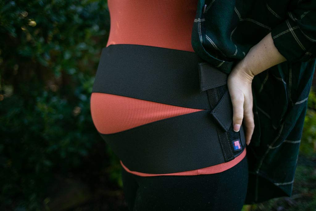 **Adjustable Pregnancy Belly Support Band - Best Lumbar & Back Brace for All Trimesters - Made in USA - Ideal for Maternity Comfort, Posture Support & Daily Activities**