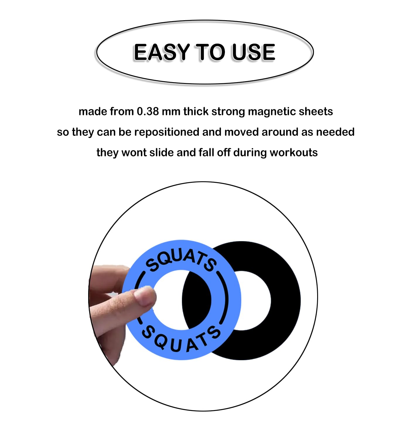 1.5 Inch Power Squat Rack Barbell Magnetic Markers - 12 Pcs Gym Weightlifting Position Identifiers for Bench Press, Overhead Press & Squats | Durable Home & Garage Gym Accessories for Strength Training & CrossFit Workouts