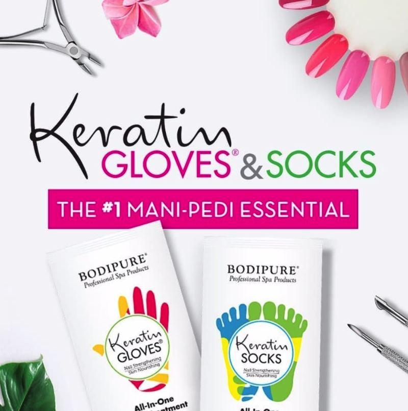 Keratin Gloves for Natural Moisturizing Hand Treatment - Hydrating & Nourishing - Bodipure White Sachet - Perfect for Dry Skin Care & Spa Relaxation at Home