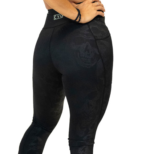Shadow Skulls Leggings for Women - Gothic Print Yoga Pants with Skull Design - High Waisted Stretchy Workout Leggings for Gym, Running & Casual Wear