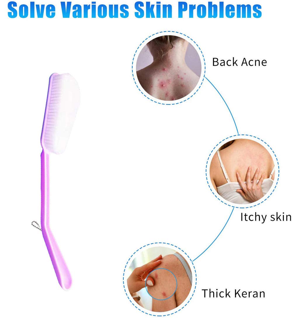 Soft Shower Back Scrubber with Long Handle - Exfoliating Bath Body Brush for Men & Women | Non-Slip Grip, Ergonomic Design | Perfect for Deep Cleansing, Dead Skin Removal & Relaxing Massage | Ideal for Shower, Spa & Home Bathroom Use (Pink)