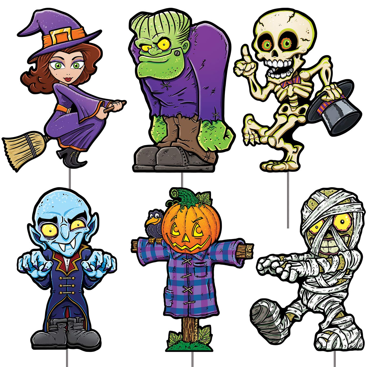 Beistle 6-Piece Halloween Yard Signs Set with Stakes - Durable Corrugated Plastic Outdoor Decor - Spooky Lawn Decorations & Party Photo Props - Perfect for Halloween Parties, Trick-or-Treat Displays & Front Yard Decor