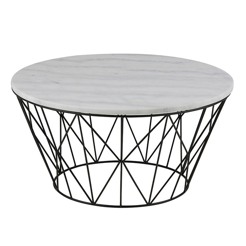 Modern DARBY White Marble Coffee Table 31.5 Inch - Stylish Living Room Centerpiece for Home Decor