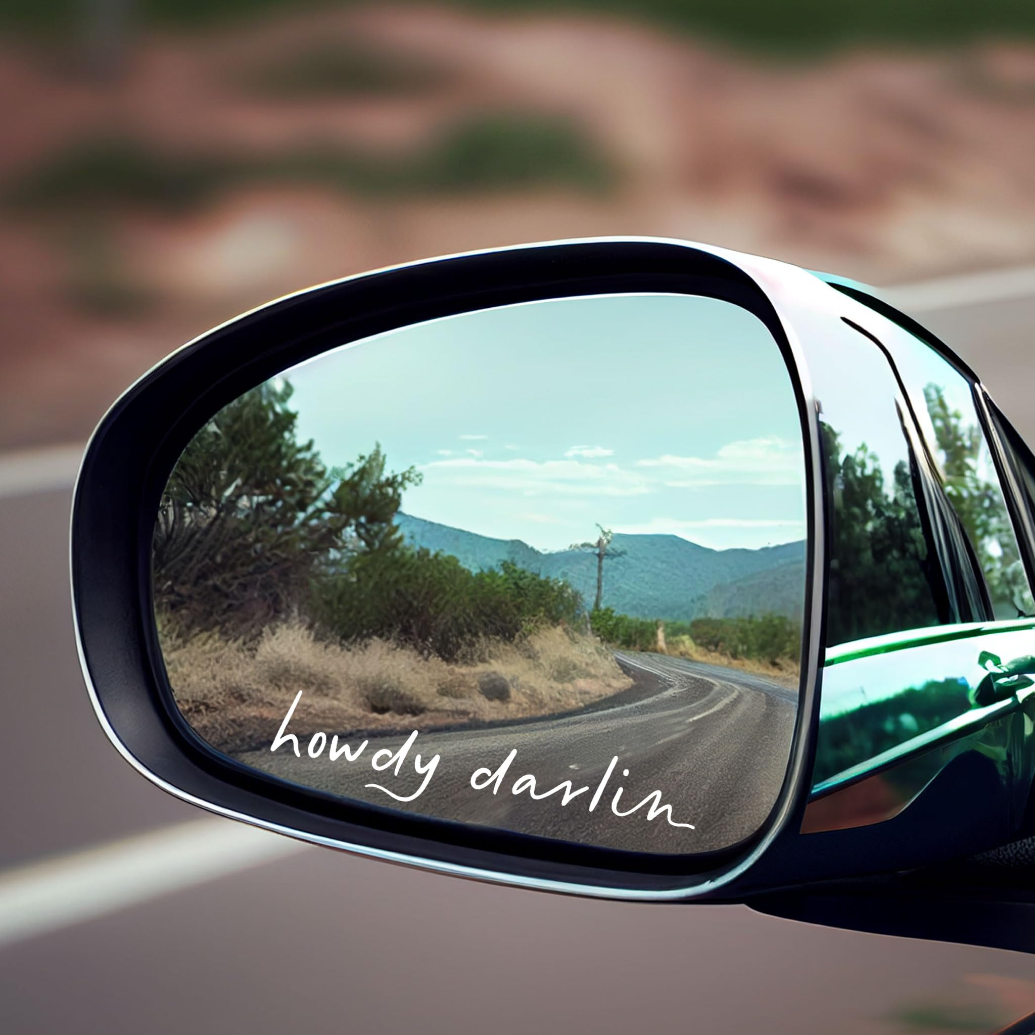 2 Pack Howdy Darlin Car Decals - Western Style Window Stickers with Positive Affirmations for Girls - Rear View Mirror & Auto Decor (White) - Perfect for Truck, SUV & Car Personalization
