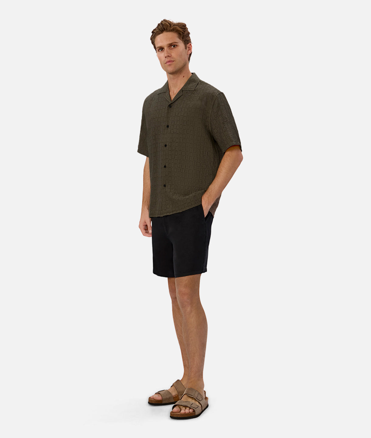Ortigia Short Sleeve Shirt for Men - Breathable Jungle Print Casual Shirt for Summer Outdoor Adventures, Travel & Tropical Vacations
