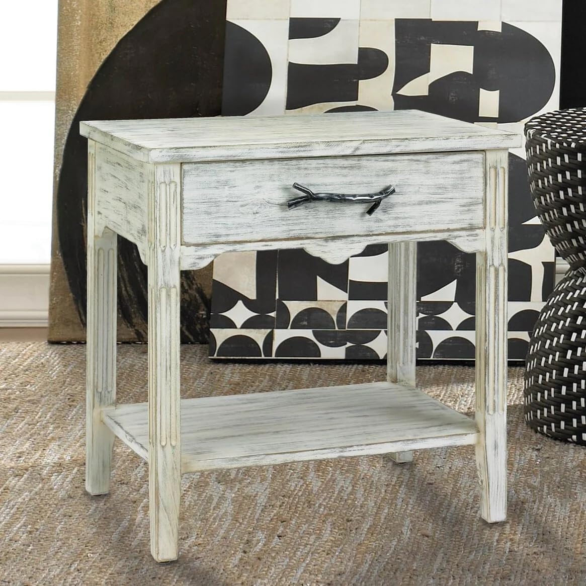 Pawley Wood End Table - Solid Wood Nightstand with Storage Shelf, Bedside Table for Living Room, Bedroom & Office - Perfect for Holding Lamps, Books & Decor