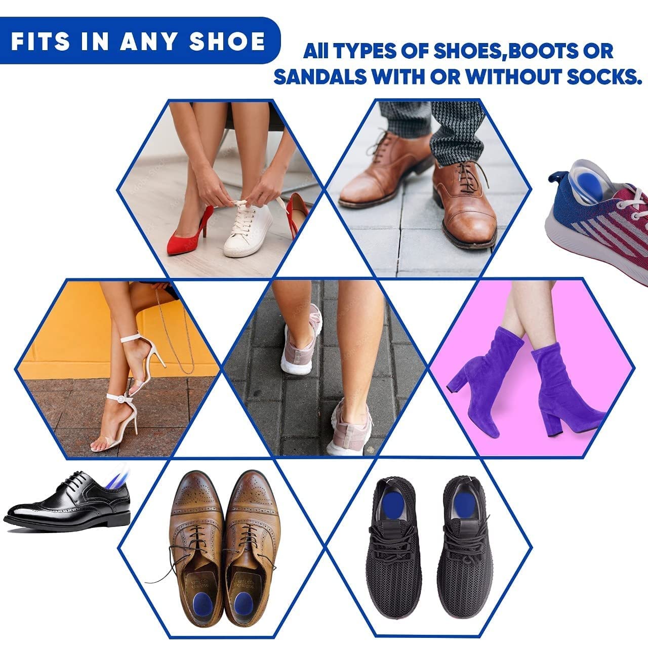 NAPPWE Silicone Heel Pads for Shoes - Cushioned Support Insoles for Heel Pain Relief, Height Increase & Shoe Bite Protection - Comfortable Foot Care for Men & Women (Perfect for Work, Sports & Daily Walking)
