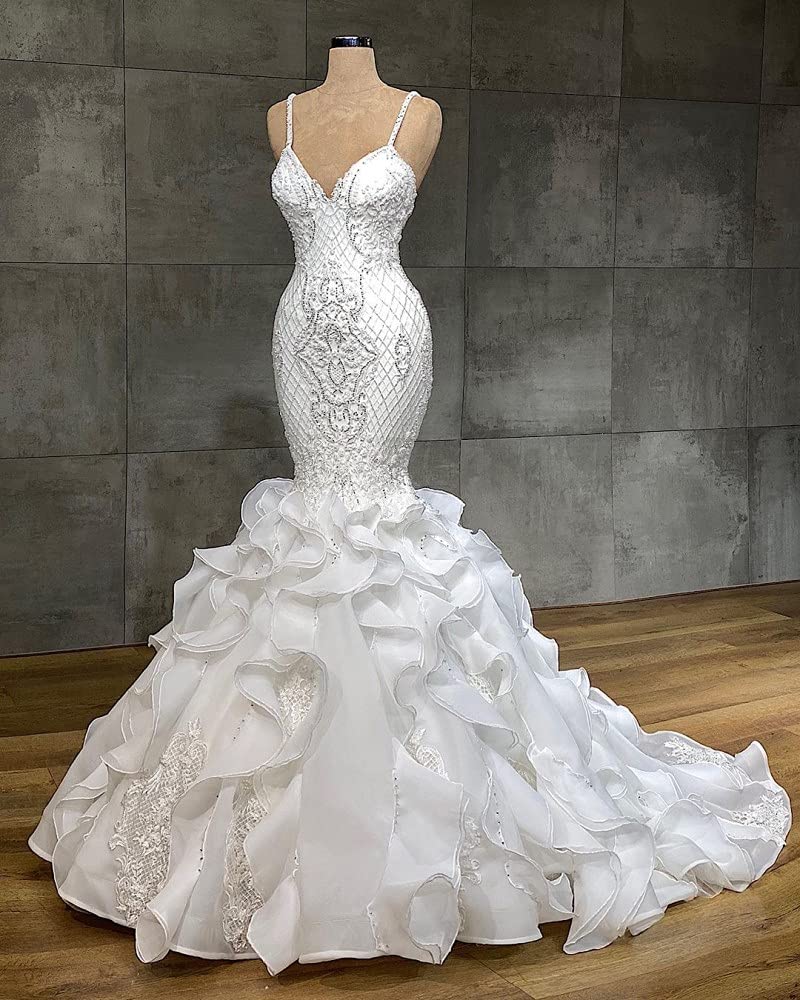 Sparkling V-Neck Sequin Mermaid Evening Gown - Elegant Organza Prom Dress for Pageant, Formal Ball & Shower Party - Long Sleeve Glamorous Ballgown for Special Occasions & Red Carpet Events