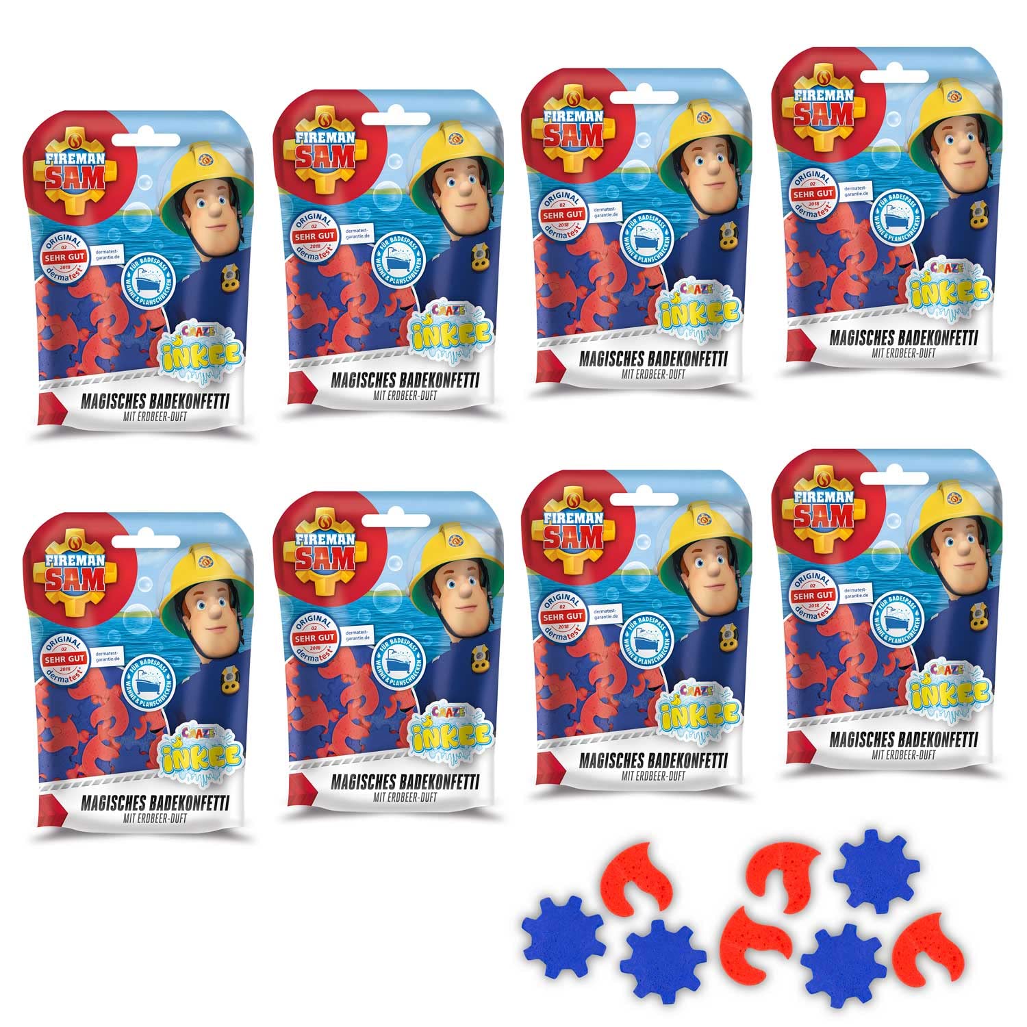 **CRAZE INKEE Kids Bath Bombs, 8-Pack XXL with Magical Confetti Scent, Sam the Fireman Bath Toys for Toddlers – Fun Bath Time & Sensory Play for Children**