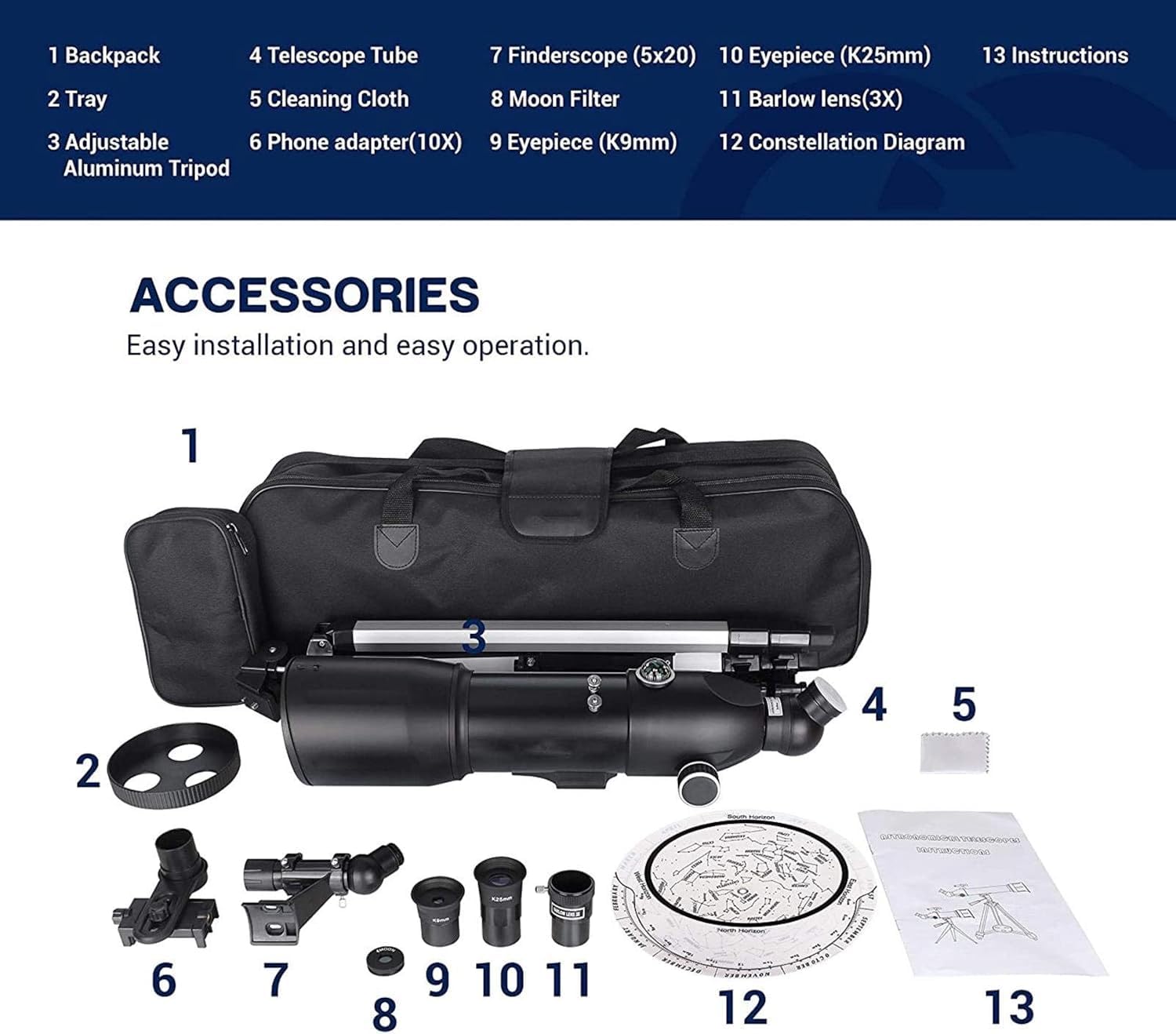 16-133X High Power Binoculars & Astronomical Telescope with Tripod Stand | Portable Monocular for Moon Watching, Stargazing, Birding | Includes Phone Adapter & Carrying Bag for Indoor/Outdoor Adventures