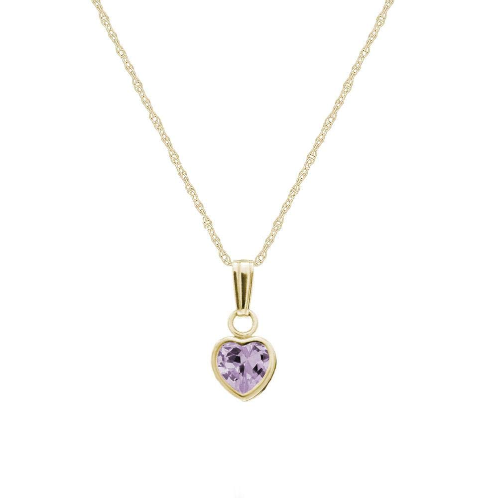 13 In Little Girl's 14K Yellow Gold Simulated Birthstone Heart Pendant Necklace - Perfect Birthday Gift for Daughter, Granddaughter & Special Occasions