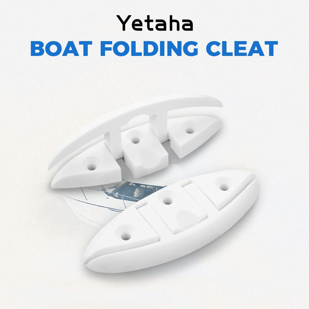Yetaha 4 Pack Folding Boat Cleat - Heavy Duty Flip Up Dock Mooring Cleat with Mounting Screws for Marine Deck Rope (5.12 Inch) - Perfect for Boats, Kayaks, and Dock Accessories | Ideal for Securing Vessels, Kayak Storage & Marine Rope Management